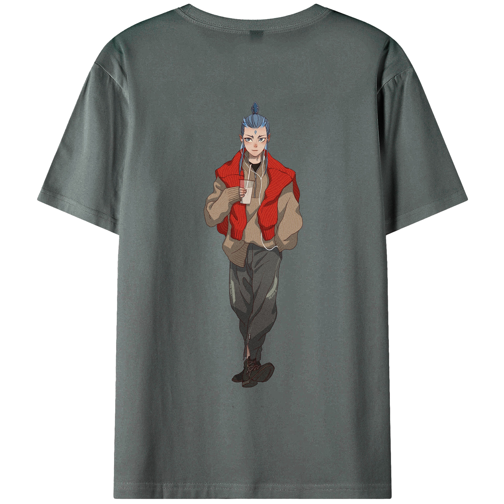 （画像用） Ne Zha 2 ナタ 魔童の大暴れ 綿100％ メンズ半袖Tシャツ（バックプリント） 通気性